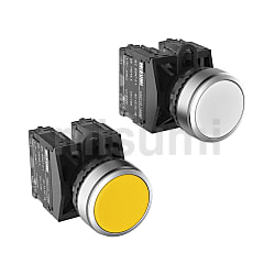 Φ22易装卸型按钮开关 HMP高寿命/高防护系列/金属前环圆平型/无LED