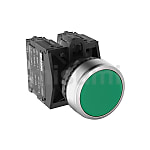 Φ22易装卸型按钮开关 HMP高寿命/高防护系列/金属前环圆平型/无LED