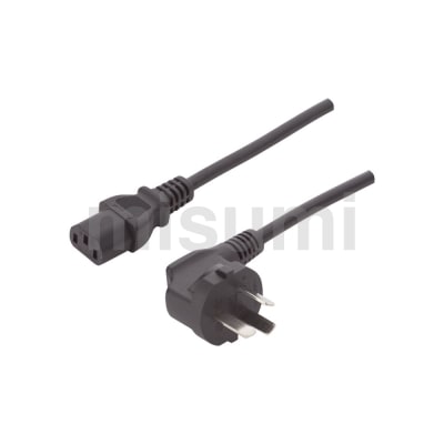 中国规格3芯2端带插头插口电源线 AC型/带弯插(O型圆形插头+C13插口)