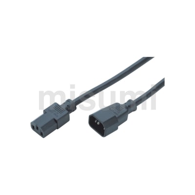 美国规格3芯2端带插头插座电源线 AC型/带直插(C14插头+C13插口)