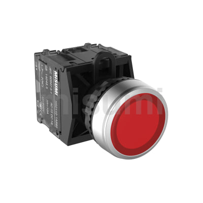 Φ22带LED易装卸型按钮开关 HMP高寿命/高防护系列/金属前环圆平型